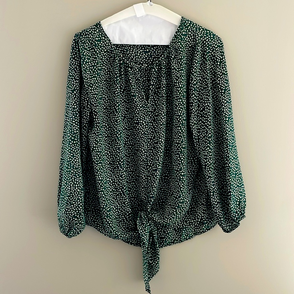 Green and white blouse